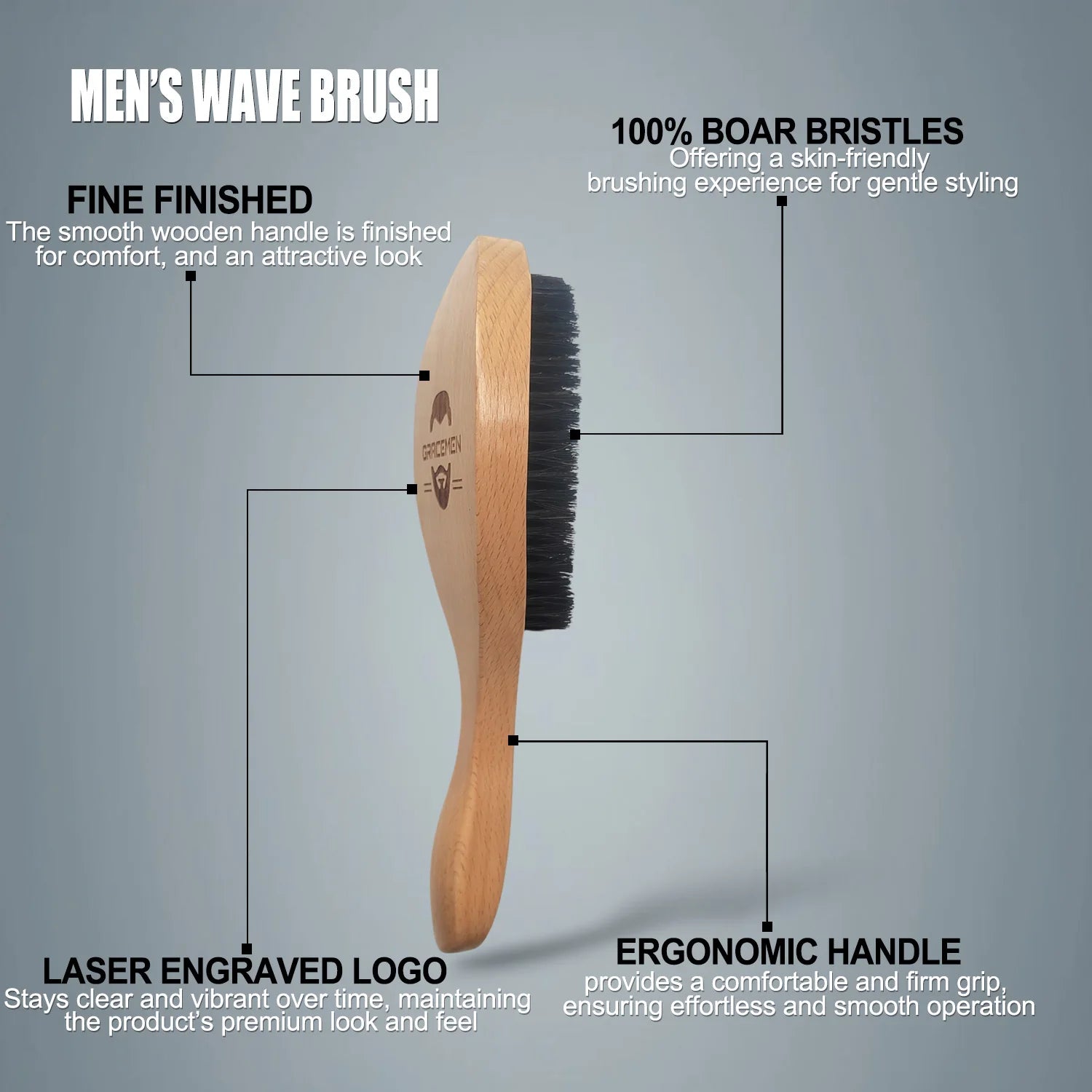 360 Wave Brush 100% Boar Bristle