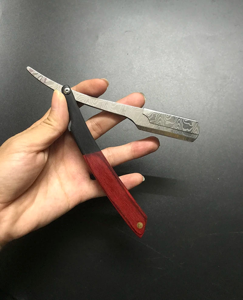 Tan wood handle blade shaving razors