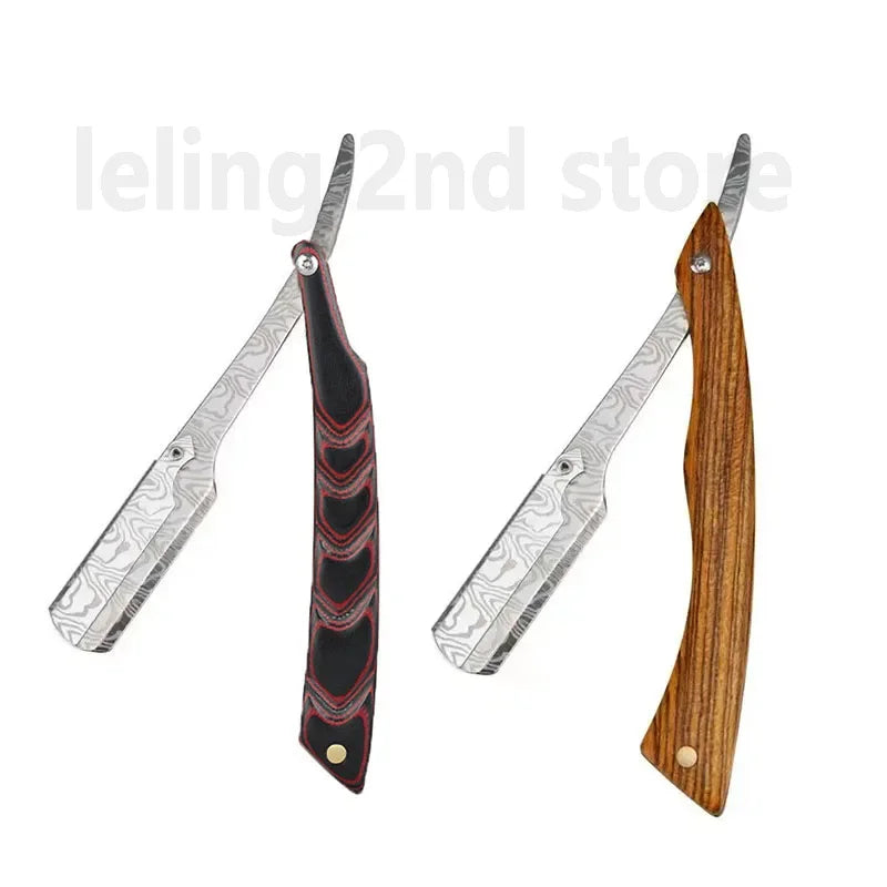 Tan wood handle blade shaving razors