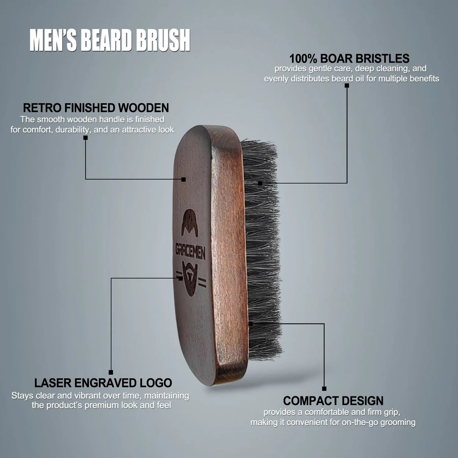 Retro Beard Brush Grooming Facial Brush