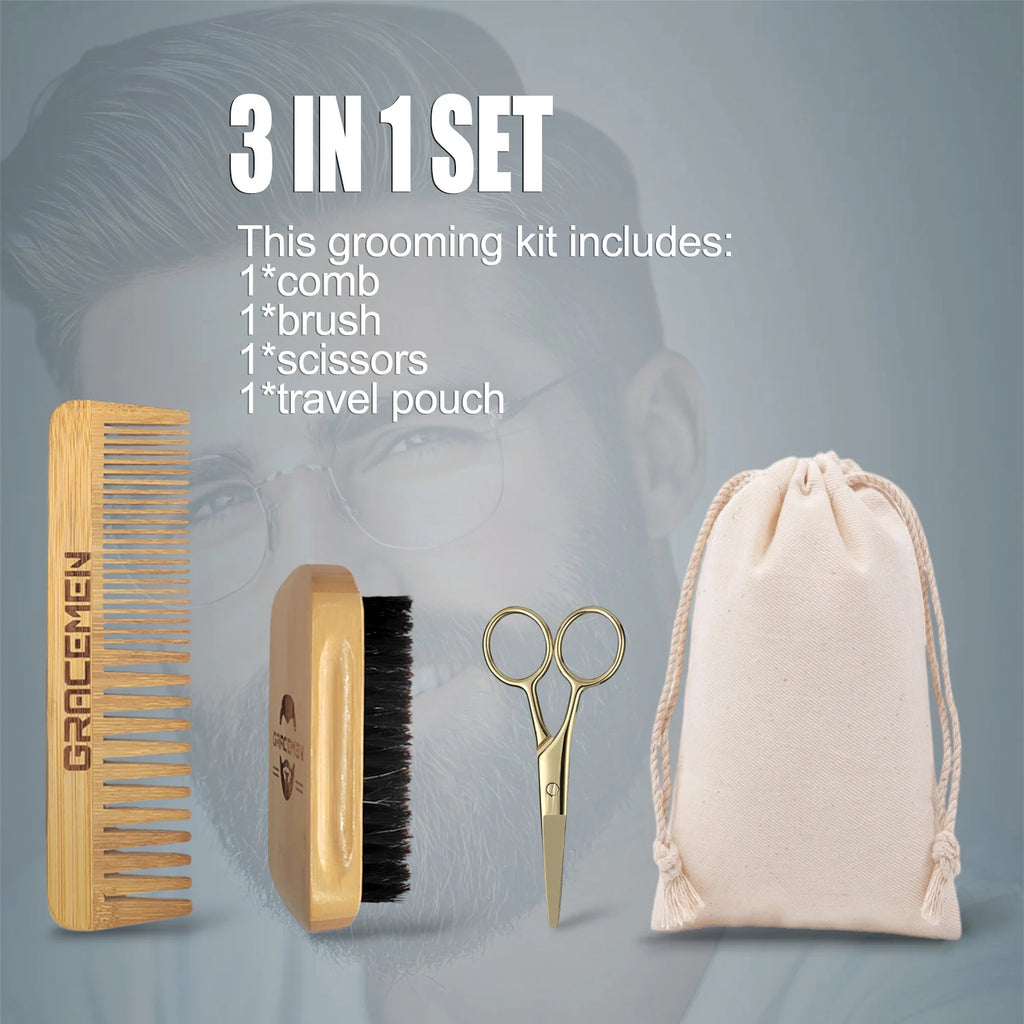 Beard Kit - 3 in 1 Grooming Set for Men
