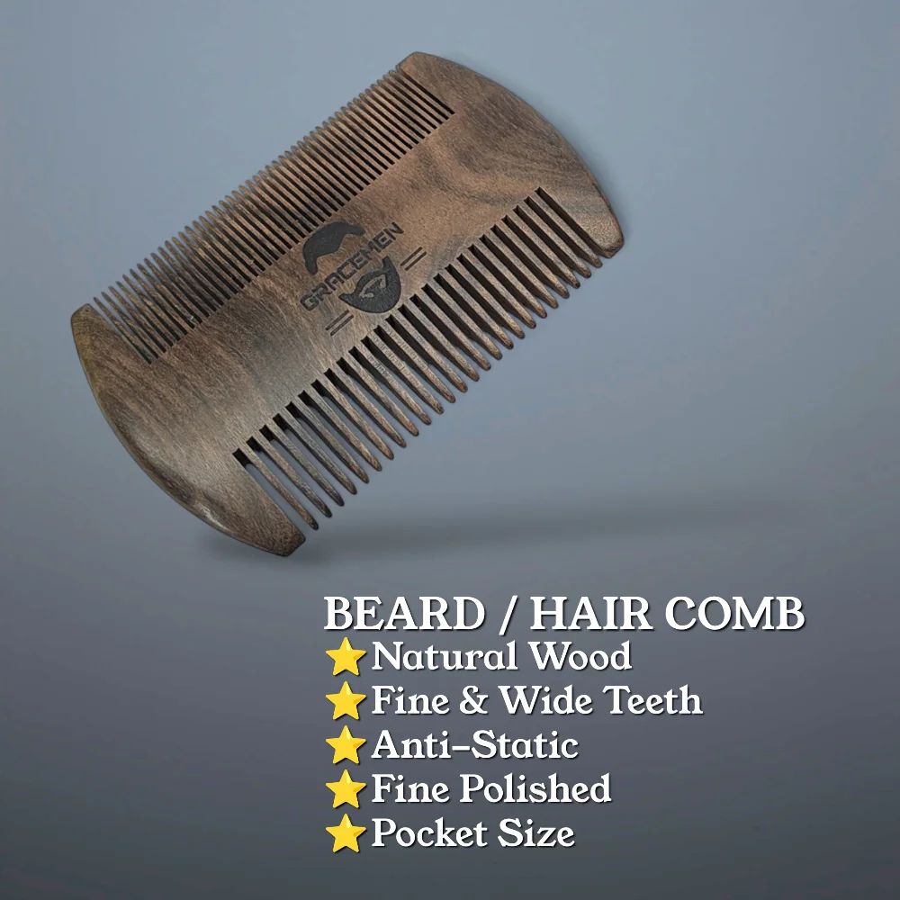 Beard Kit - Retro Beard Brush & Dark Wooden Comb