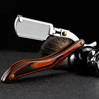 Tan wood handle blade shaving razors