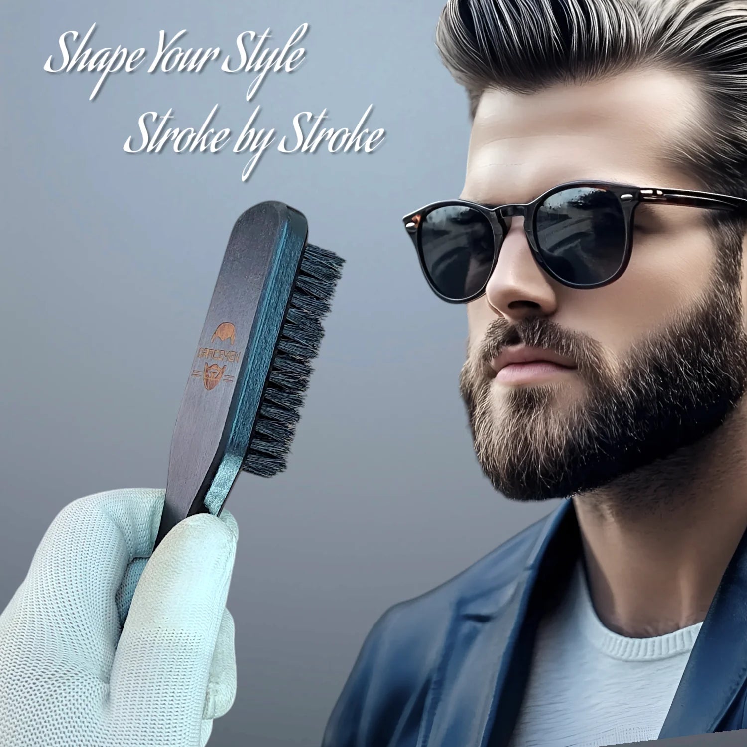 Mini Beard Brush Black Color Wood