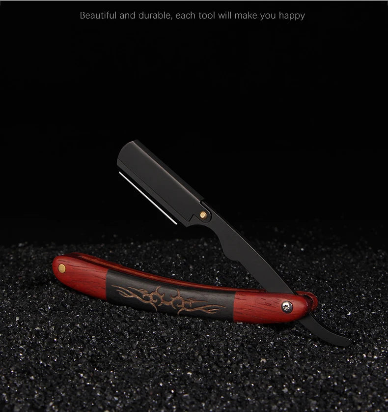 Tan wood handle blade shaving razors