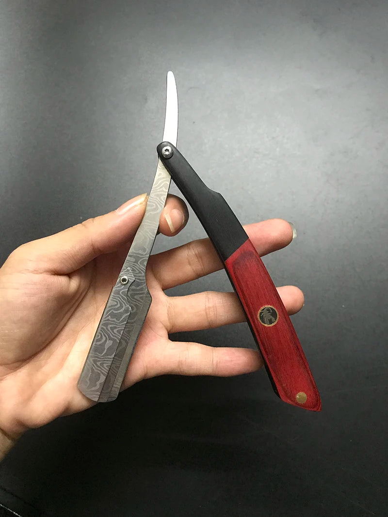 Tan wood handle blade shaving razors