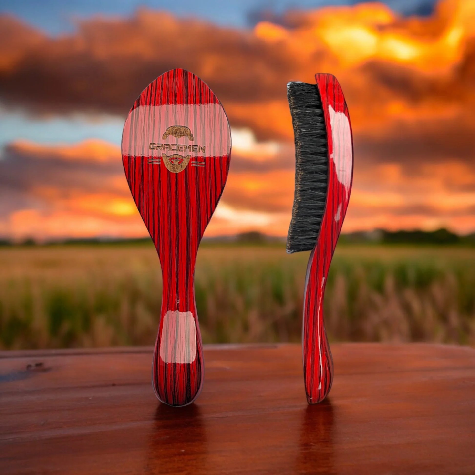 360° Wave Brush Red Color Wooden